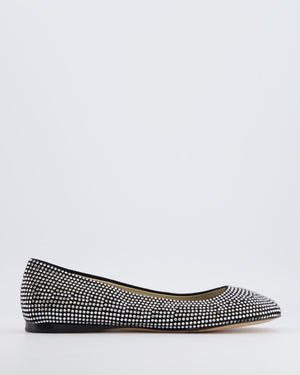 Loewe Black Suede Crystal Embellished Ballet Flats Size EU 39 RRP £1,200