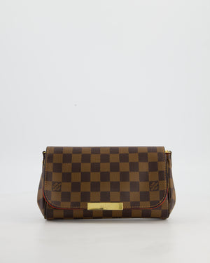 Louis Vuitton Brown Favorite MM Shoulder Bag in Damier Ebene Canvas with Gold Hardware