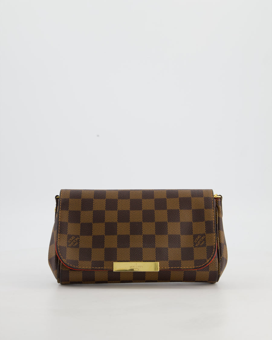 Louis Vuitton Brown Favorite MM Shoulder Bag in Damier Ebene Canvas with Gold Hardware