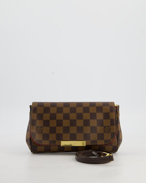 Louis Vuitton Brown Favorite MM Shoulder Bag in Damier Ebene Canvas with Gold Hardware