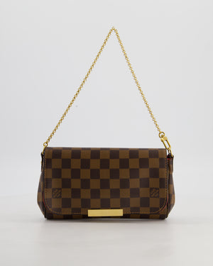 Louis Vuitton Brown Favorite MM Shoulder Bag in Damier Ebene Canvas with Gold Hardware