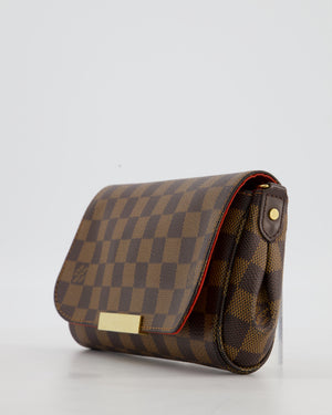 Louis Vuitton Brown Favorite MM Shoulder Bag in Damier Ebene Canvas with Gold Hardware