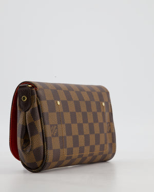 Louis Vuitton Brown Favorite MM Shoulder Bag in Damier Ebene Canvas with Gold Hardware