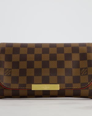 Louis Vuitton Brown Favorite MM Shoulder Bag in Damier Ebene Canvas with Gold Hardware