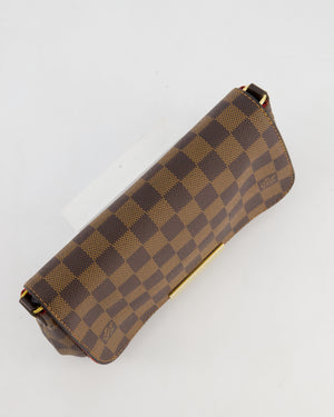 Louis Vuitton Brown Favorite MM Shoulder Bag in Damier Ebene Canvas with Gold Hardware