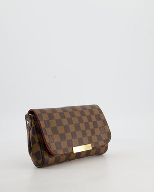 Louis Vuitton Brown Favorite MM Shoulder Bag in Damier Ebene Canvas with Gold Hardware
