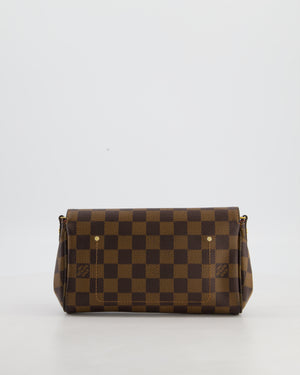 Louis Vuitton Brown Favorite MM Shoulder Bag in Damier Ebene Canvas with Gold Hardware