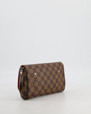 Louis Vuitton Brown Favorite MM Shoulder Bag in Damier Ebene Canvas with Gold Hardware