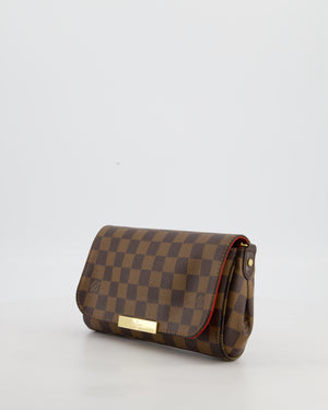 Louis Vuitton Brown Favorite MM Shoulder Bag in Damier Ebene Canvas with Gold Hardware