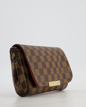 Louis Vuitton Brown Favorite MM Shoulder Bag in Damier Ebene Canvas with Gold Hardware