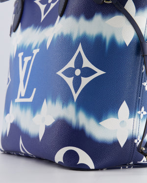 Louis Vuitton Monogram Escale Neverfull MM Tote Bag in Blue and White Tie Dye with Silver Hardware