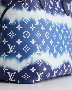 Louis Vuitton Monogram Escale Neverfull MM Tote Bag in Blue and White Tie Dye with Silver Hardware