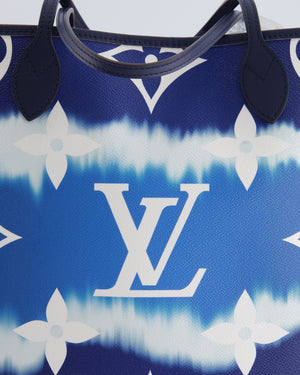 Louis Vuitton Monogram Escale Neverfull MM Tote Bag in Blue and White Tie Dye with Silver Hardware