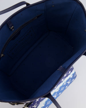 Louis Vuitton Monogram Escale Neverfull MM Tote Bag in Blue and White Tie Dye with Silver Hardware