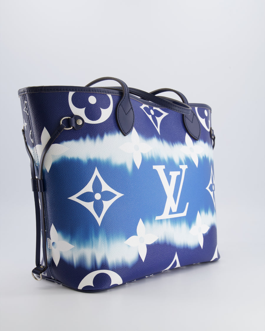 Louis Vuitton Monogram Escale Neverfull MM Tote Bag in Blue and White Tie Dye with Silver Hardware