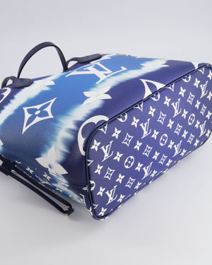 Louis Vuitton Monogram Escale Neverfull MM Tote Bag in Blue and White Tie Dye with Silver Hardware