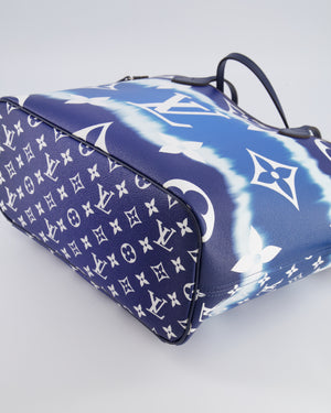 Louis Vuitton Monogram Escale Neverfull MM Tote Bag in Blue and White Tie Dye with Silver Hardware