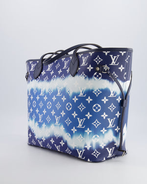 Louis Vuitton Monogram Escale Neverfull MM Tote Bag in Blue and White Tie Dye with Silver Hardware