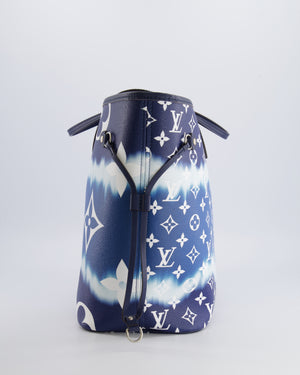 Louis Vuitton Monogram Escale Neverfull MM Tote Bag in Blue and White Tie Dye with Silver Hardware