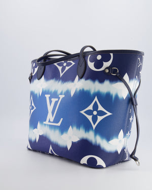 Louis Vuitton Monogram Escale Neverfull MM Tote Bag in Blue and White Tie Dye with Silver Hardware