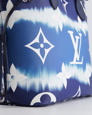 Louis Vuitton Monogram Escale Neverfull MM Tote Bag in Blue and White Tie Dye with Silver Hardware