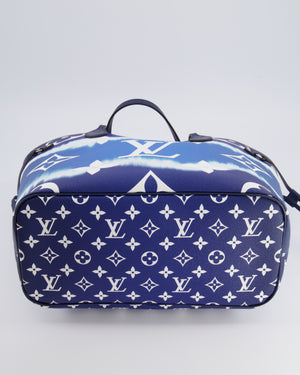 Louis Vuitton Monogram Escale Neverfull MM Tote Bag in Blue and White Tie Dye with Silver Hardware