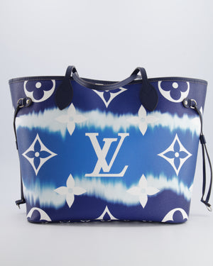 Louis Vuitton Monogram Escale Neverfull MM Tote Bag in Blue and White Tie Dye with Silver Hardware