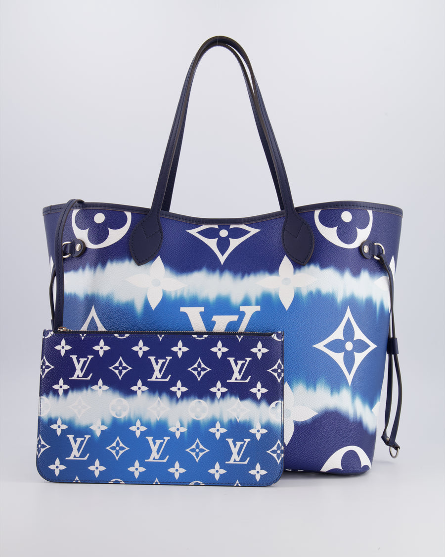 Louis Vuitton Monogram Escale Neverfull MM Tote Bag in Blue and White Tie Dye with Silver Hardware