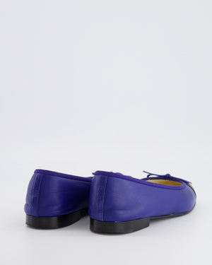 Chanel Blue Ballet Flats with Black Cap-Toe and CC Logo Detail Size EU 39