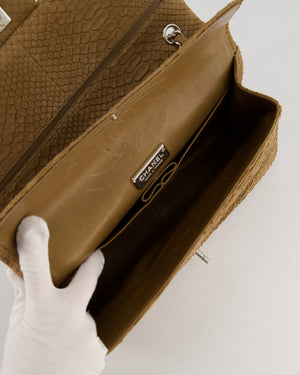 Chanel Beige Python Leather Jumbo Classic Double Flap Bag with Silver Hardware