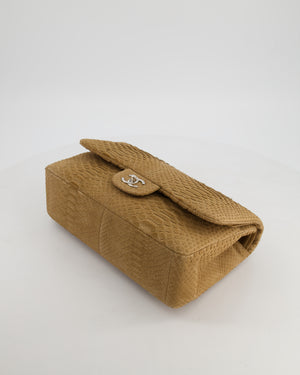 Chanel Beige Python Leather Jumbo Classic Double Flap Bag with Silver Hardware