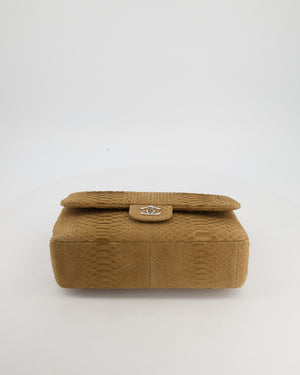 Chanel Beige Python Leather Jumbo Classic Double Flap Bag with Silver Hardware