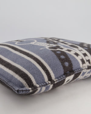 Hermès Blue, Noir and Ecru Ardoise Grand Tralala Pillow Size 50 cm