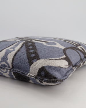 Hermès Blue, Noir and Ecru Ardoise Grand Tralala Pillow Size 50 cm