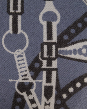 Hermès Blue, Noir and Ecru Ardoise Grand Tralala Pillow Size 50 cm