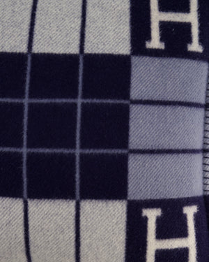 Hermès Avalon III Pillow in Écru, Blue and Gris Foncé