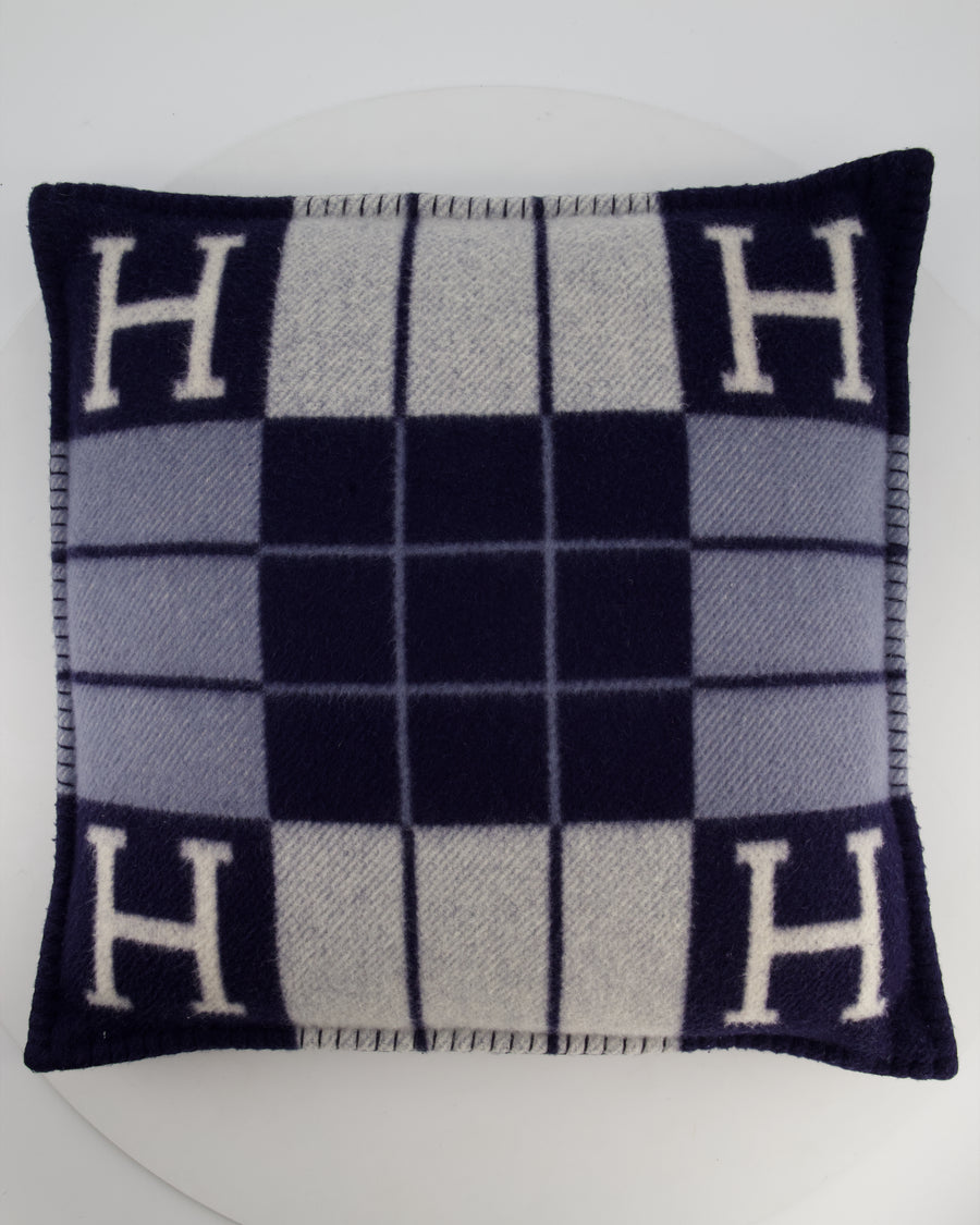 Hermès Avalon III Pillow in Écru, Blue and Gris Foncé