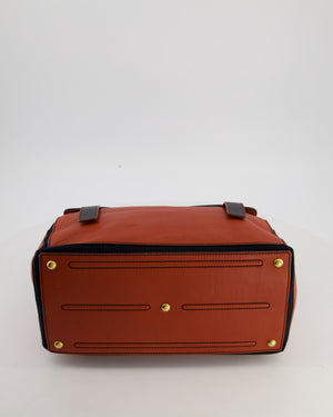 Yves Saint Laurent Vintage Red and Black Muse Two Bag in Grained Cognac Leather and Gold Hardware