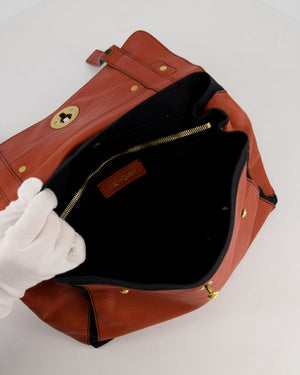 Yves Saint Laurent Vintage Red and Black Muse Two Bag in Grained Cognac Leather and Gold Hardware