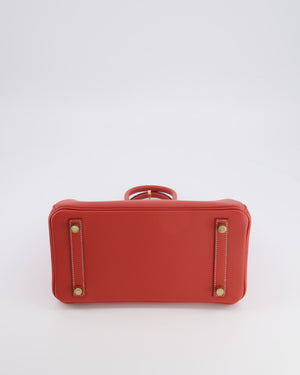 Hermès Birkin 25 Retourne Bag in Sanguine Swift Leather with Gold Hardware