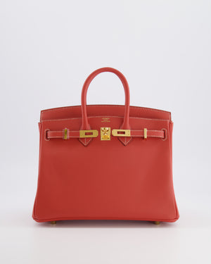Hermès Birkin 25 Retourne Bag in Sanguine Swift Leather with Gold Hardware