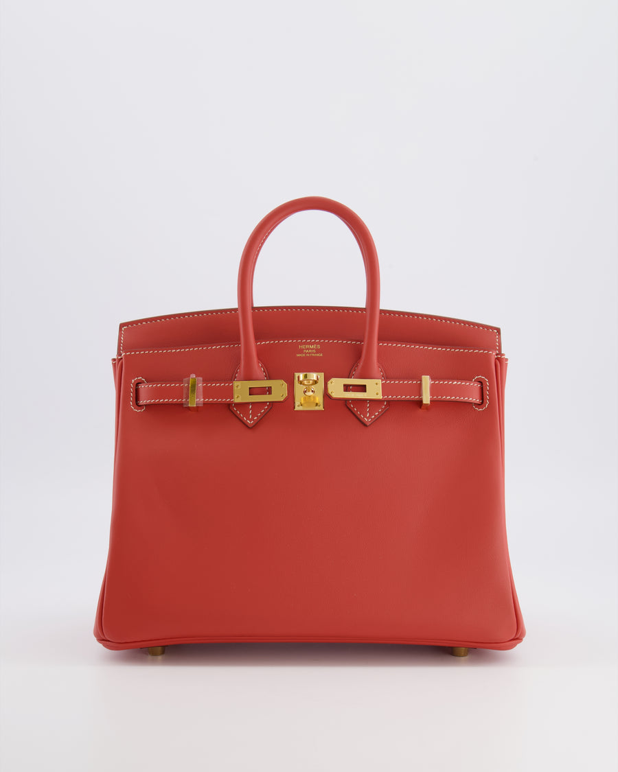 Hermès Birkin 25 Retourne Bag in Sanguine Swift Leather with Gold Hardware