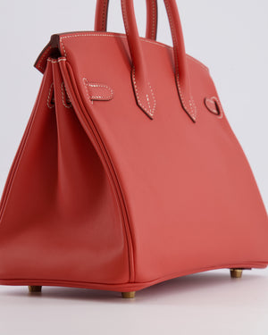 Hermès Birkin 25 Retourne Bag in Sanguine Swift Leather with Gold Hardware