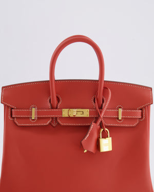 Hermès Birkin 25 Retourne Bag in Sanguine Swift Leather with Gold Hardware