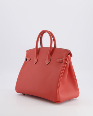 Hermès Birkin 25 Retourne Bag in Sanguine Swift Leather with Gold Hardware