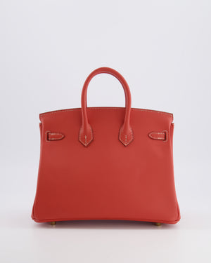 Hermès Birkin 25 Retourne Bag in Sanguine Swift Leather with Gold Hardware