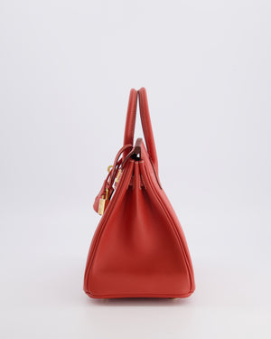Hermès Birkin 25 Retourne Bag in Sanguine Swift Leather with Gold Hardware