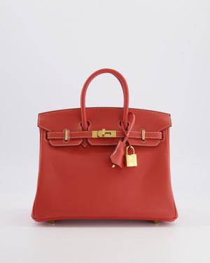 Hermès Birkin 25 Retourne Bag in Sanguine Swift Leather with Gold Hardware