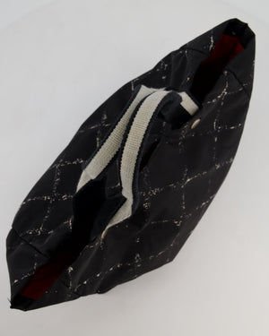 Chanel Black Nylon Quilted Print Tote Bag with Polished Silver Hardware