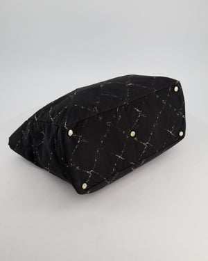 Chanel Black Nylon Quilted Print Tote Bag with Polished Silver Hardware